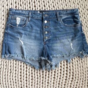 Kut from the Kloth Blue Frayed Jean Shorts
